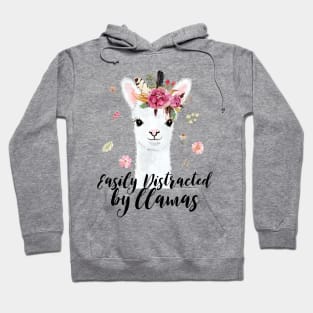 Easily Distracted By Llamas Funny Farm Girl Gifts Hoodie